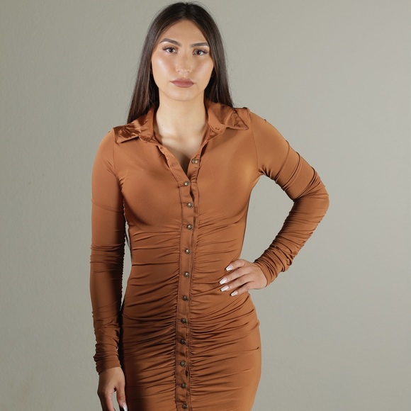 Cognac Shirtdress - Picture 2 of 5